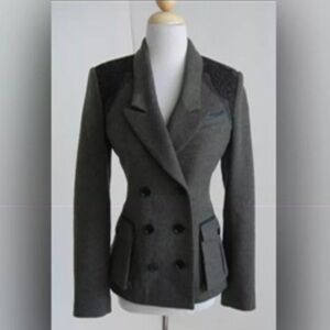 Jason Wu Pea Coat leather and lace detail